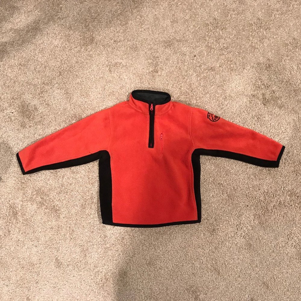 GAP Kids Boys 1/4 zip Fleece Pullover Orange Long Sleeve Chest Pocket XS (4-5)